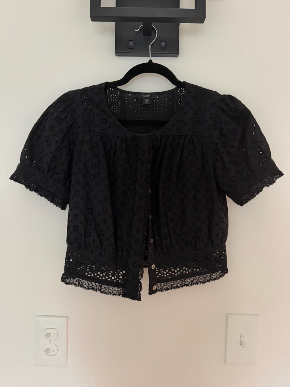 J.Crew Short Black Eyelet Crop Top
